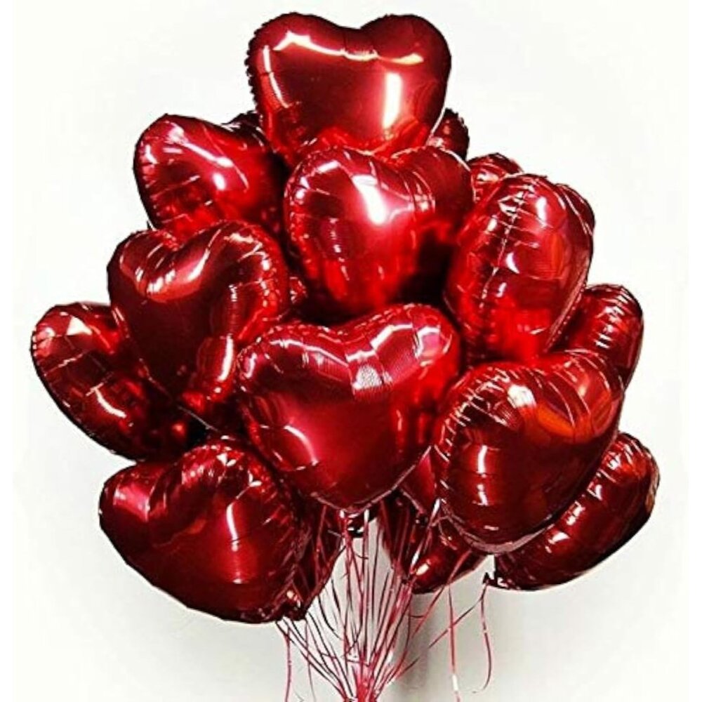 30 pcs Red Heart Balloons 18" Foil Love Balloons Mylar Balloons, heart balloons